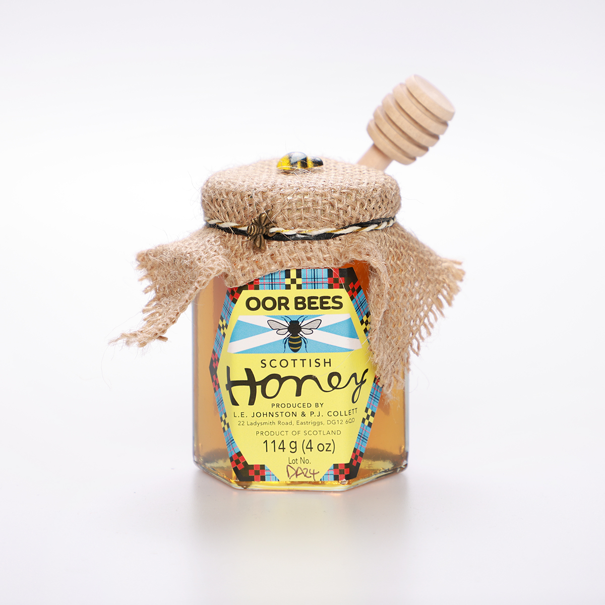 OOR BEES - 227gm (1/2lb) Jar Clear Honey - with dibbler
