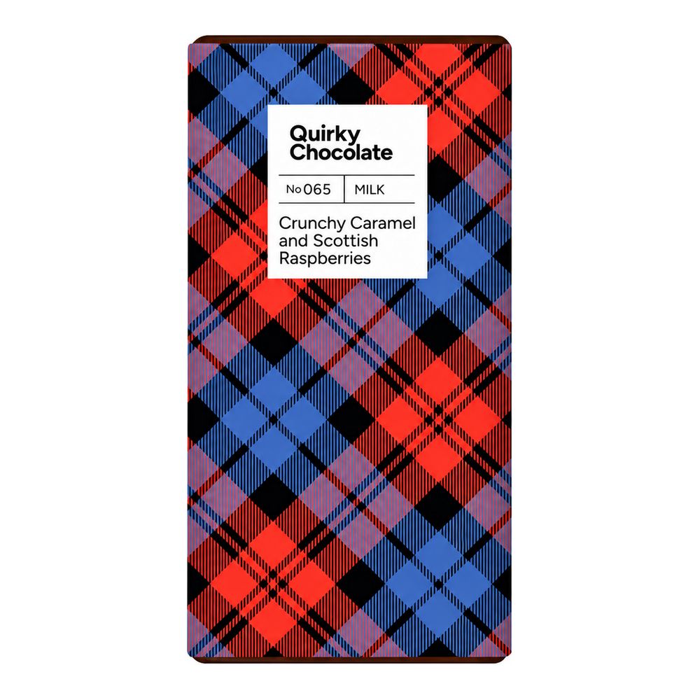 Quirky Milk Chocolate - Crunch Caramel & Scottish Raspberries- 100gms